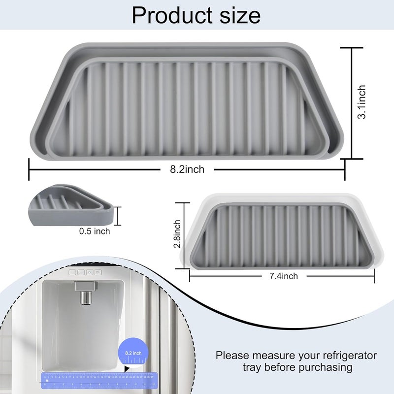 KindGa Refrigerator Drip Catcher Tray,Protector Ice and Water Dispenser Pan,Fridge Spills Water Pad Catch Basin for Drainage (Rectangular,Grey) - Image 3